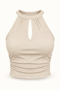 Halter Keyhole Crop Top in Coconut Milk – product view