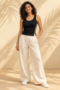 Side Cutout Rib Tank Top in Jet Black – full length