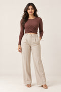 Twist Front Rib Crop Top in Emboldened – on model