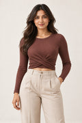Twist Front Rib Crop Top in Emboldened – close-up
