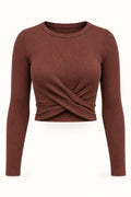 Twist Front Rib Crop Top in Emboldened – product view