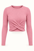 Twist Front Rib Crop Top in Pirouette – product view