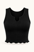Notch Neck Rib Crop Top in Jet Black – product view