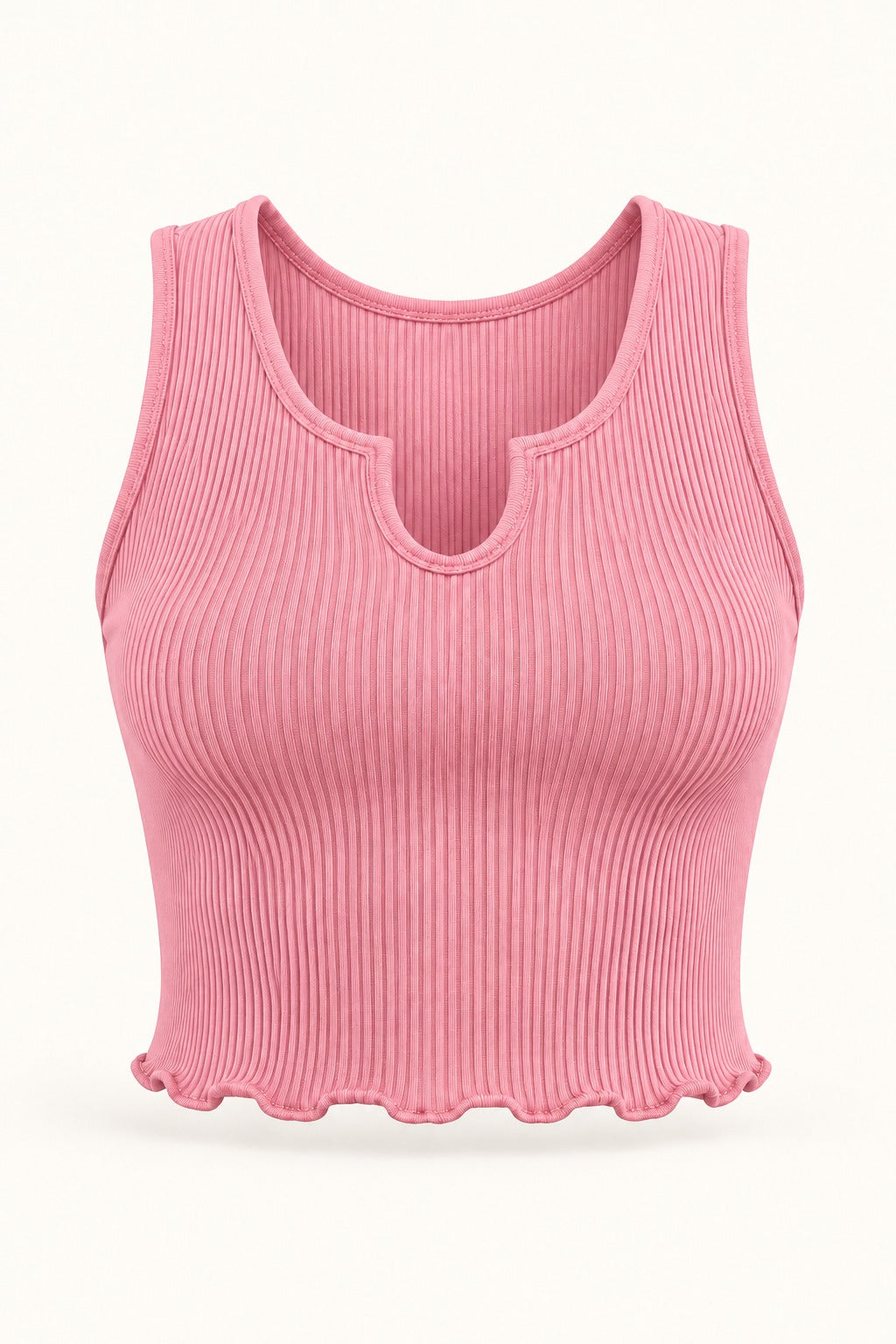 Notch Neck Rib Crop Top in Pirouette – product view