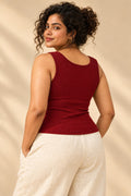 Twist Shoulder Rib Top in Emboldened – back view