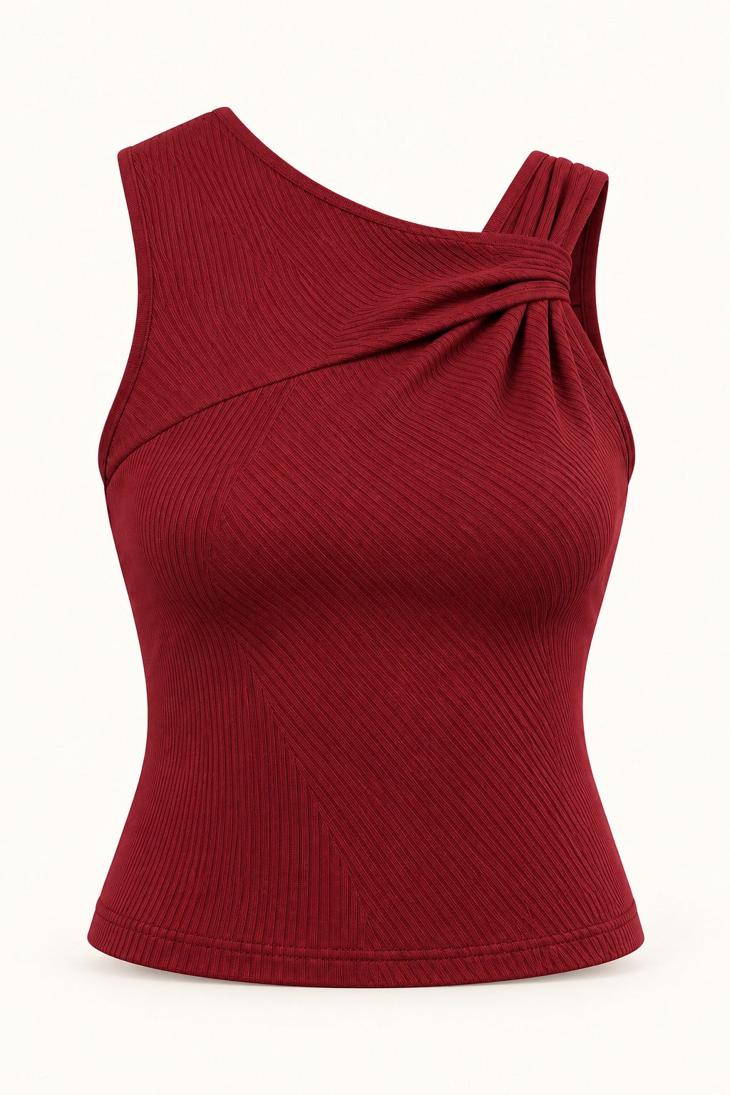 Twist Shoulder Rib Top in Emboldened – product view