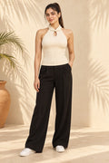 Halter Keyhole Rib Top in Coconut Milk – full length
