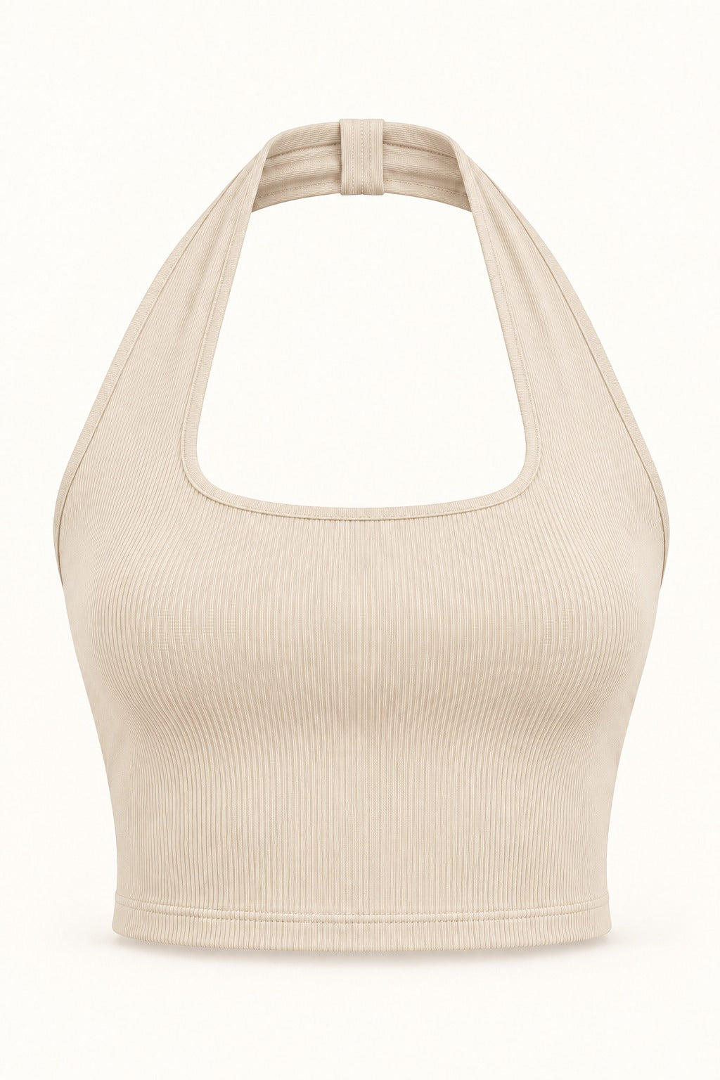 Halter Neck Square Crop Top in Coconut Milk – product view