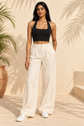 Halter Neck Square Crop Top in Jet Black – full length