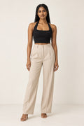 Halter Neck Square Crop Top in Jet Black – on model
