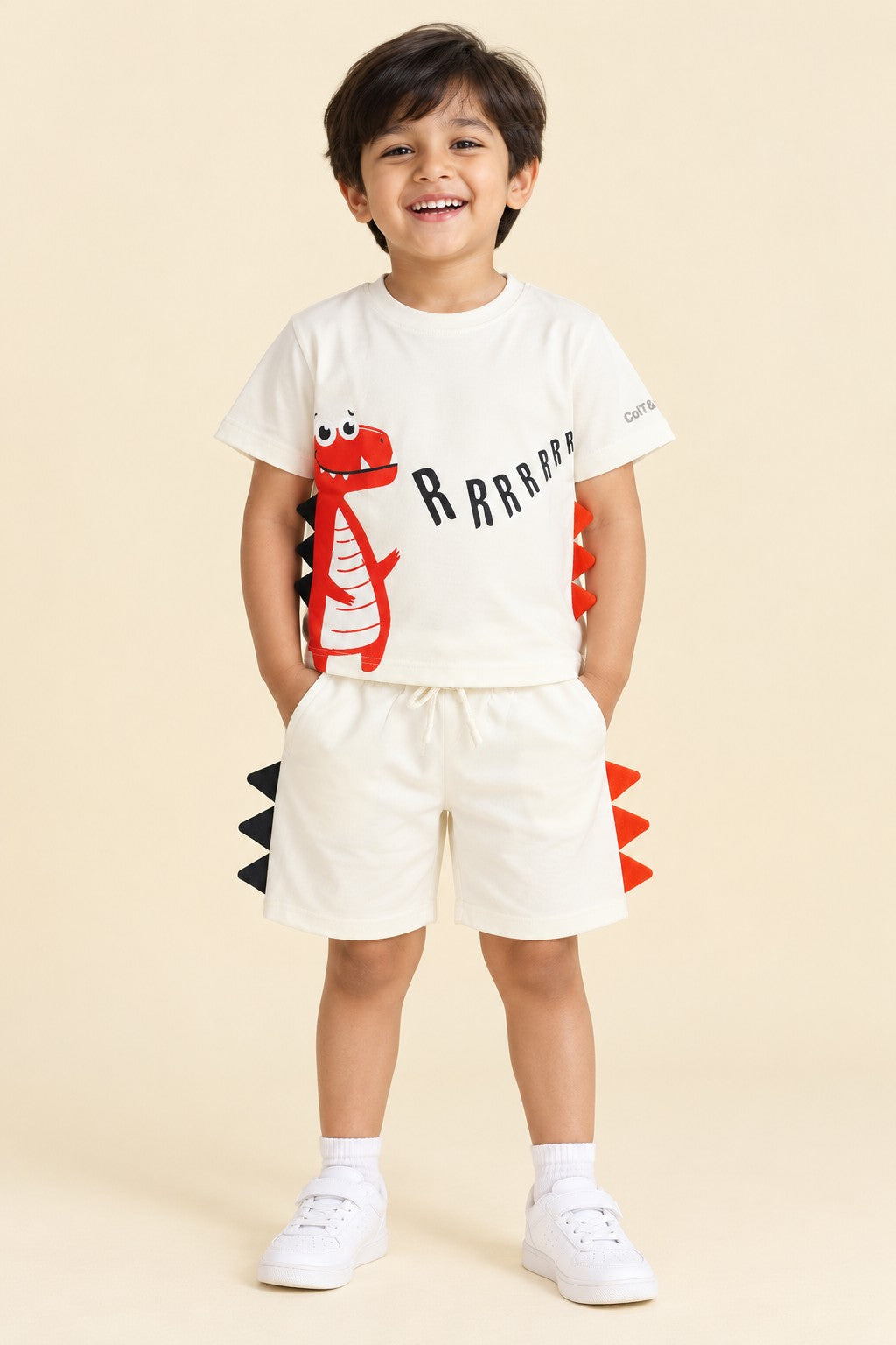 ColT & KiN Dino Roar Co-ord Set for kids – on model, full length