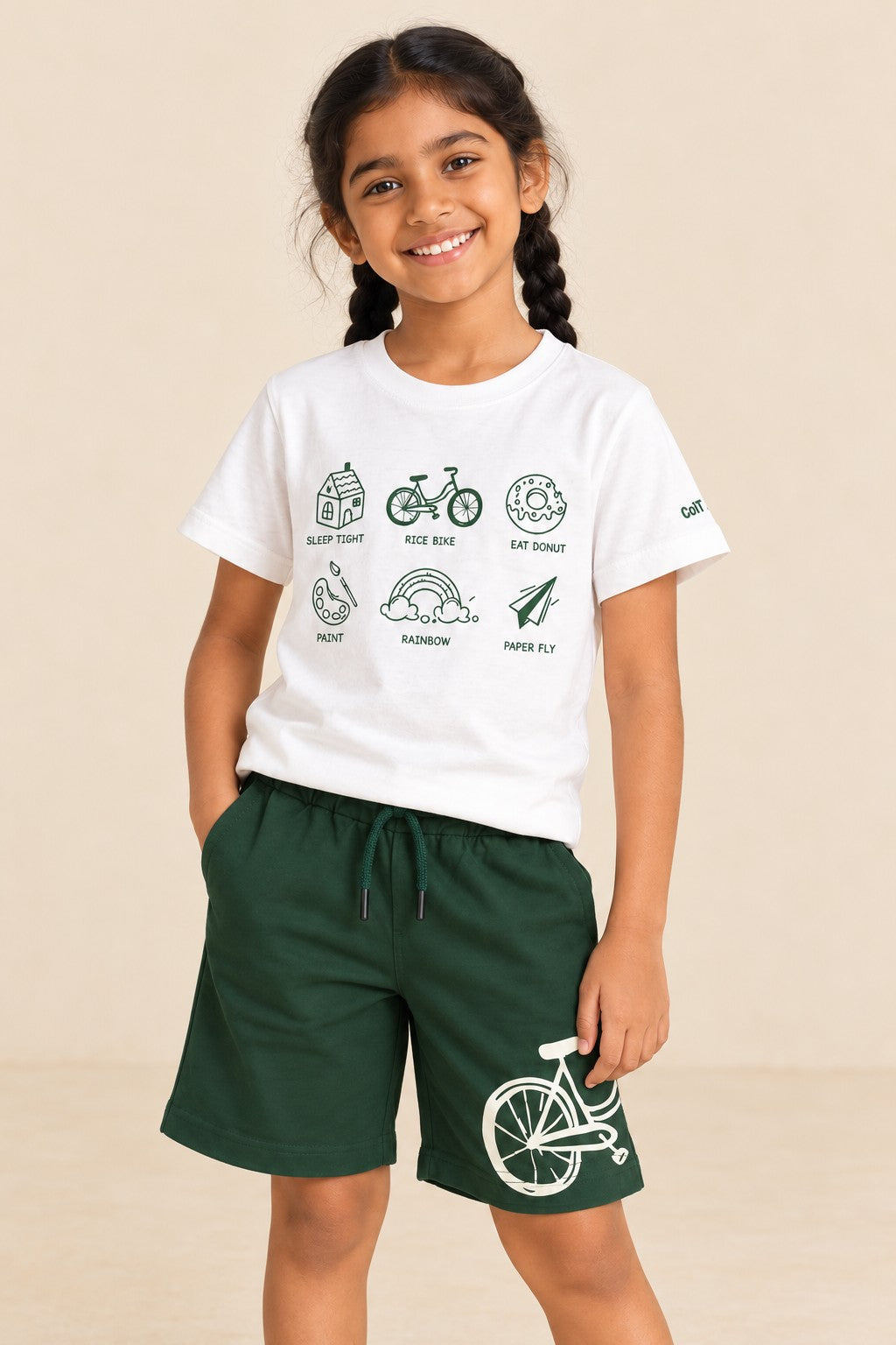 ColT & KiN Ride & Shine Co-ord Set for kids – on model, close-up